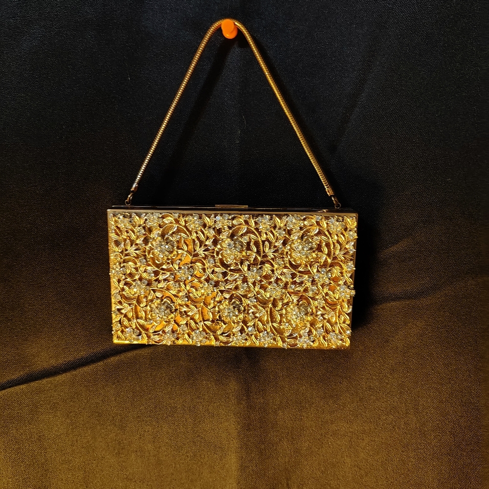 Vintage 1940s Evans Gold Evening Clutch. Excellent Condition